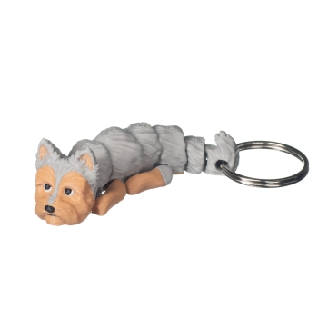 Brelok 3D Yorkshire terrier szaro-podpalany – brelok do kluczy pies, druk 3D